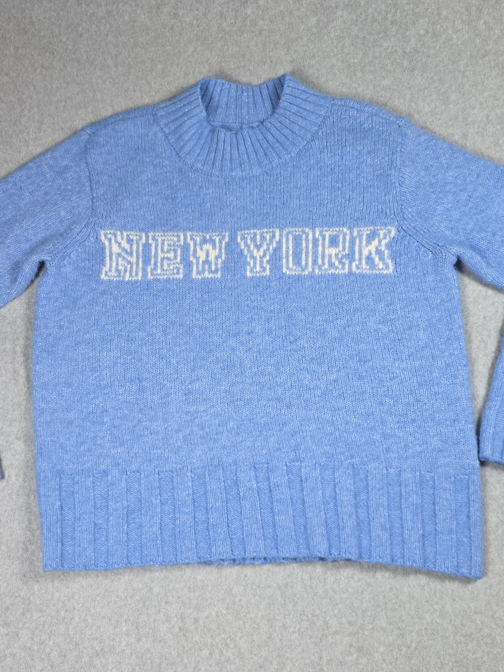 American Eagle Outfitters Light Blue 'New York' Cowlneck Sweater